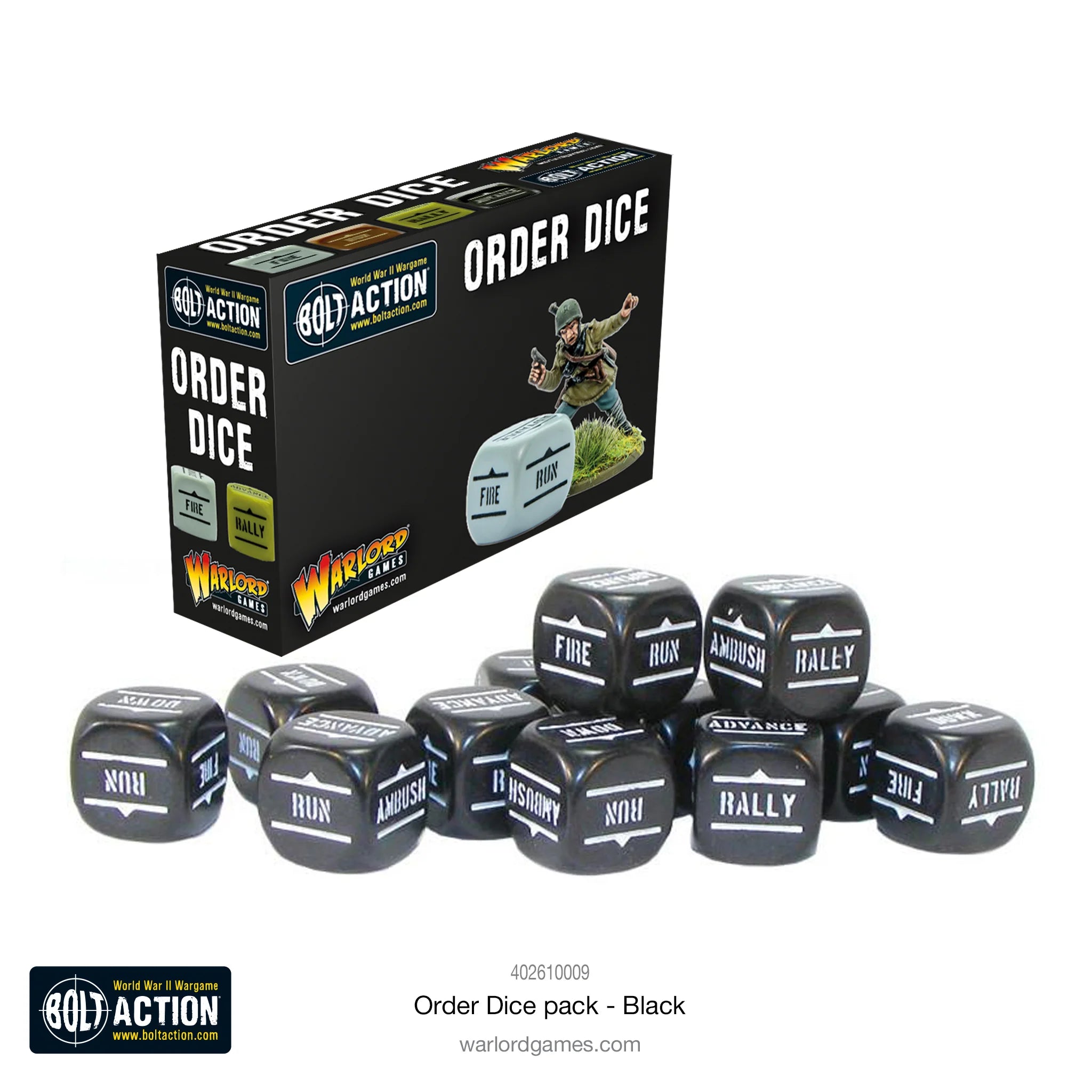 Bolt Action: Orders Dice Pack - Black (English)