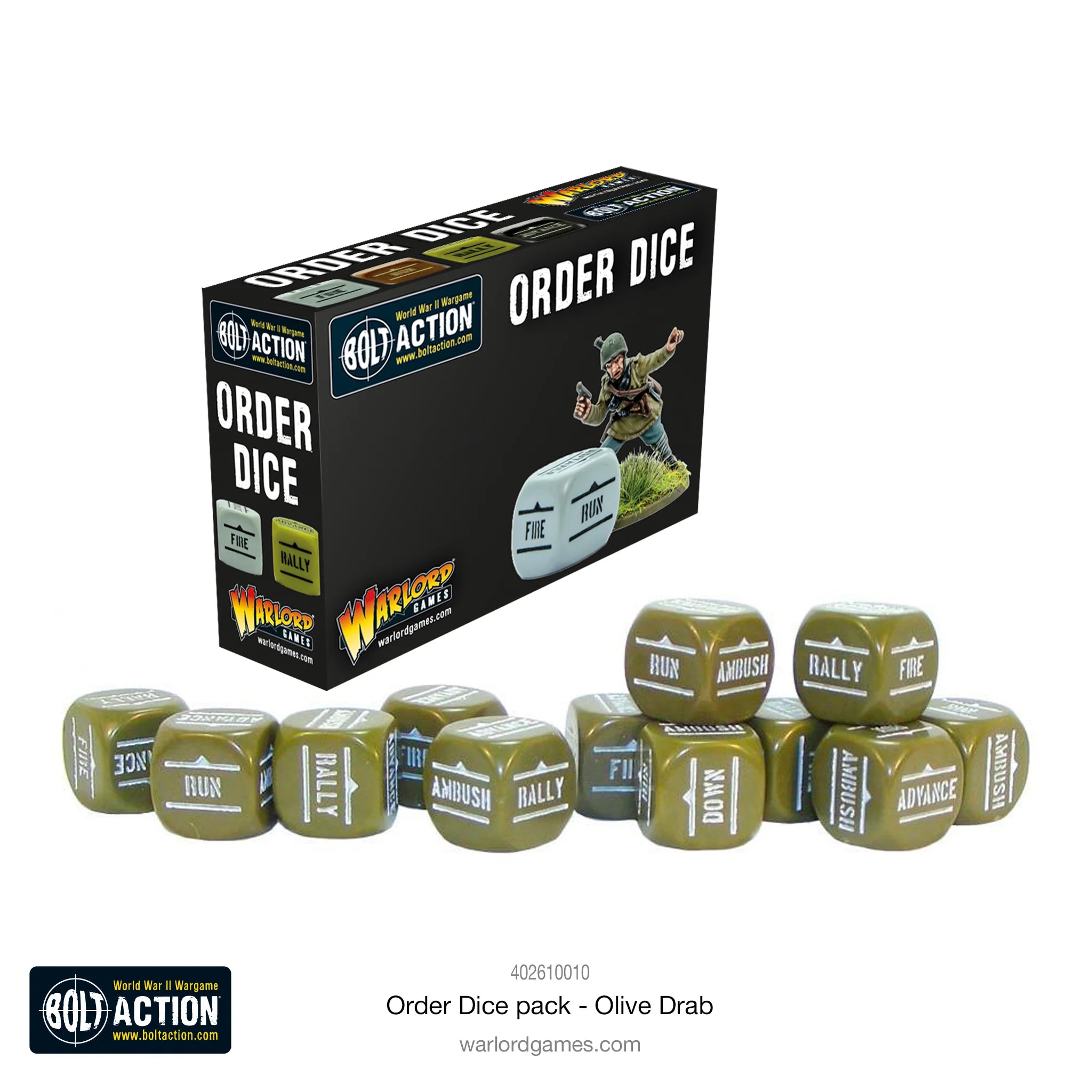 Bolt Action: Orders Dice Pack - Olive Drab (English)