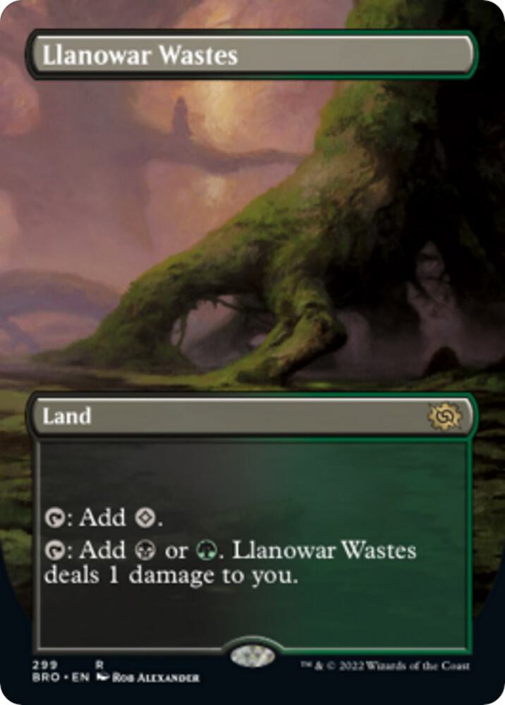 Llanowar Wastes (Borderless) (299) [The Brothers' War] [Borderless]