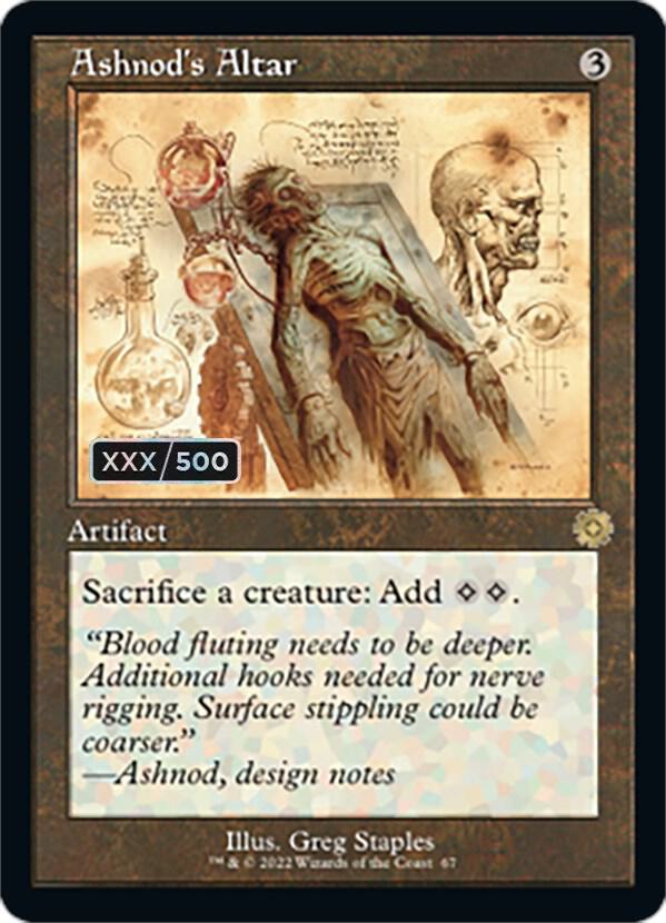 Ashnod's Altar (Schematic) (Serial Numbered) (67) [The Brothers' War Retro Artifacts]