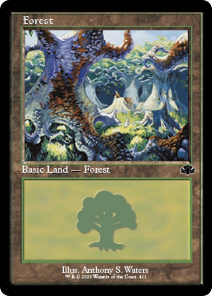 Forest (411) (Retro Frame) [Dominaria Remastered]