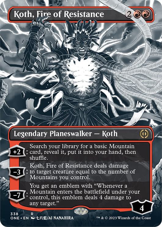 Koth, Fire of Resistance (Borderless) (338) [Phyrexia: All Will Be One] [Showcase, Borderless]