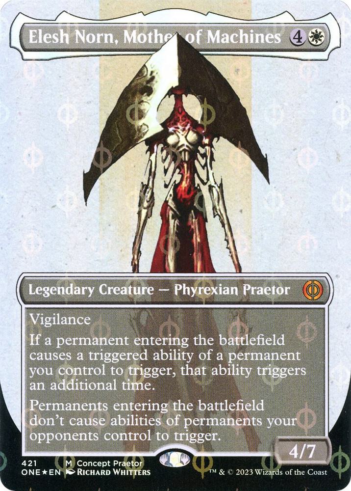 Elesh Norn, Mother of Machines (Concept Praetor) (Step-and-Compleat Foil) (421) [Phyrexia: All Will Be One] [Borderless]