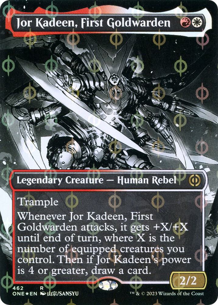 Jor Kadeen, First Goldwarden (Borderless) (Step-and-Compleat Foil) (462) [Phyrexia: All Will Be One] [Showcase, Borderless]