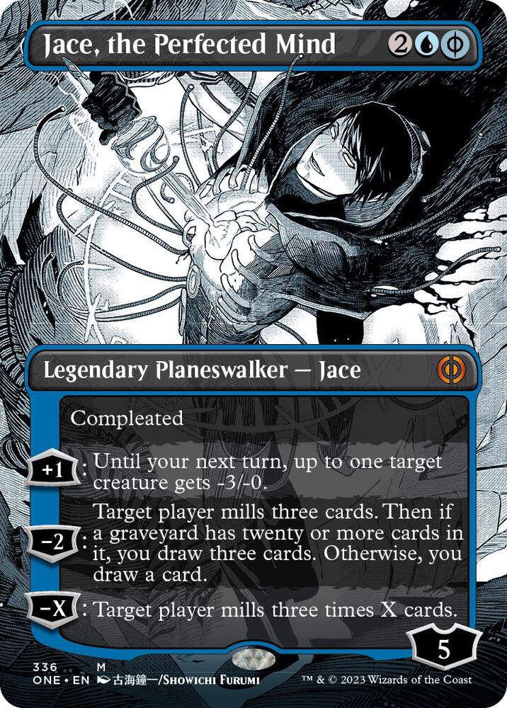 Jace, the Perfected Mind (Borderless) (336) [Phyrexia: All Will Be One] [Showcase, Borderless]