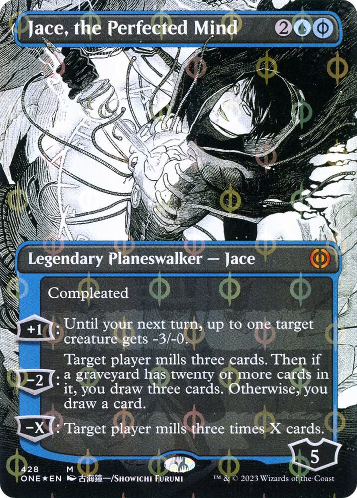 Jace, the Perfected Mind (Borderless) (Step-and-Compleat Foil) (428) [Phyrexia: All Will Be One] [Showcase, Borderless]