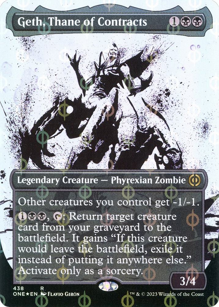 Geth, Thane of Contracts (Showcase) (Step-and-Compleat Foil) (438) [Phyrexia: All Will Be One] [Showcase, Borderless]