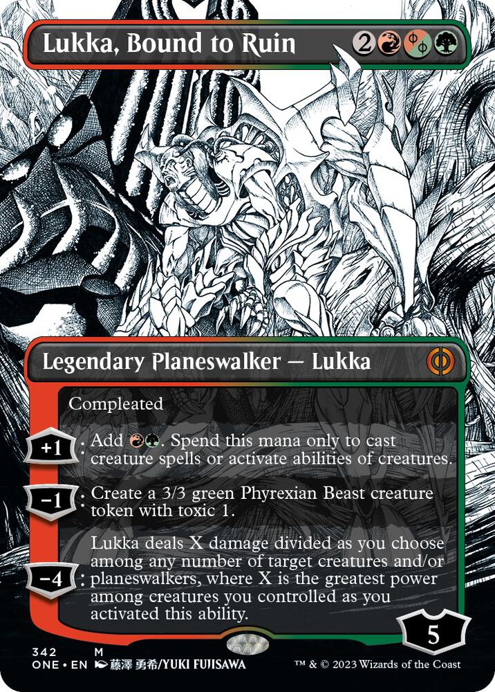 Lukka, Bound to Ruin (Borderless) (342) [Phyrexia: All Will Be One] [Showcase, Borderless]