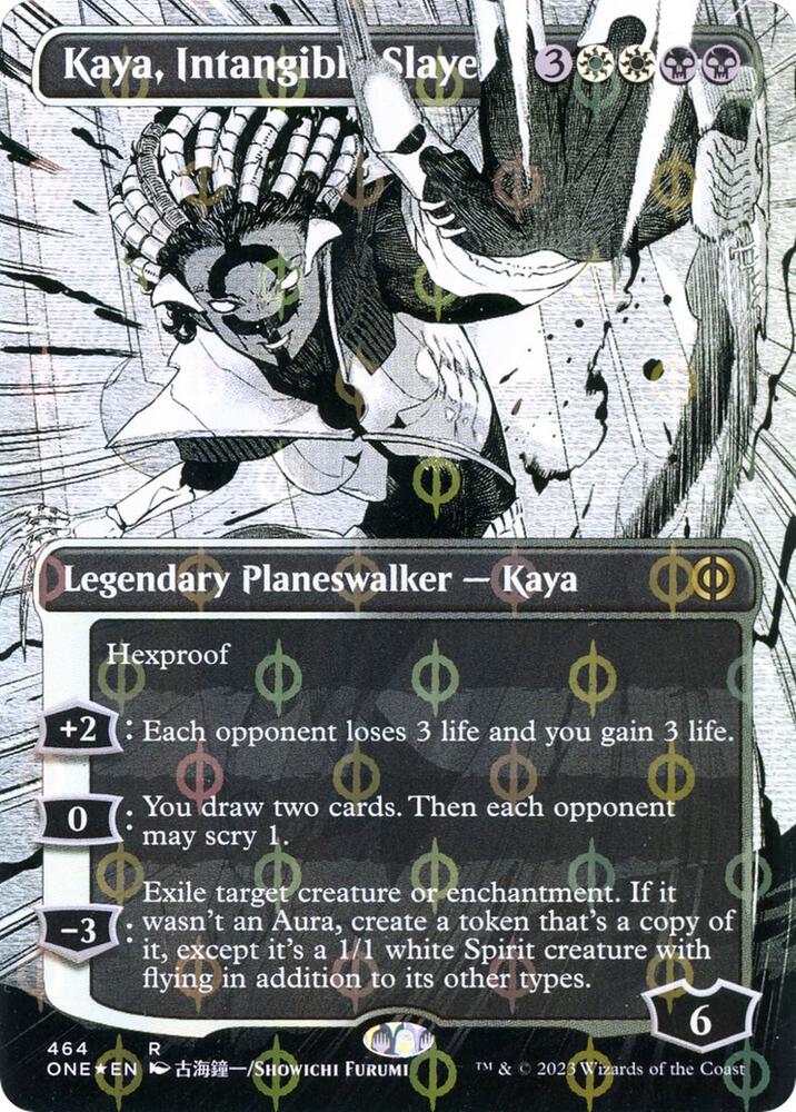 Kaya, Intangible Slayer (Borderless) (Step-and-Compleat Foil) (464) [Phyrexia: All Will Be One] [Showcase, Borderless]