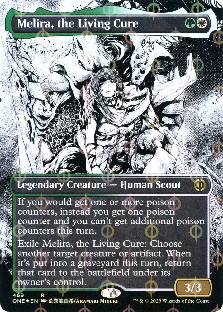 Melira, the Living Cure (Borderless) (Step-and-Compleat Foil) (469) [Phyrexia: All Will Be One] [Showcase, Borderless]