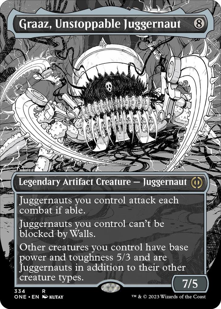 Graaz, Unstoppable Juggernaut (Borderless) (334) [Phyrexia: All Will Be One] [Showcase, Borderless]