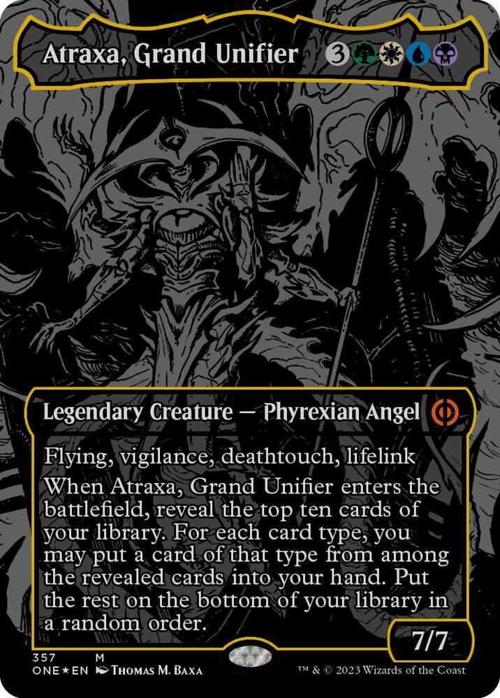 Atraxa, Grand Unifier (Oil Slick Raised Foil) (357) [Phyrexia: All Will Be One] [Borderless]
