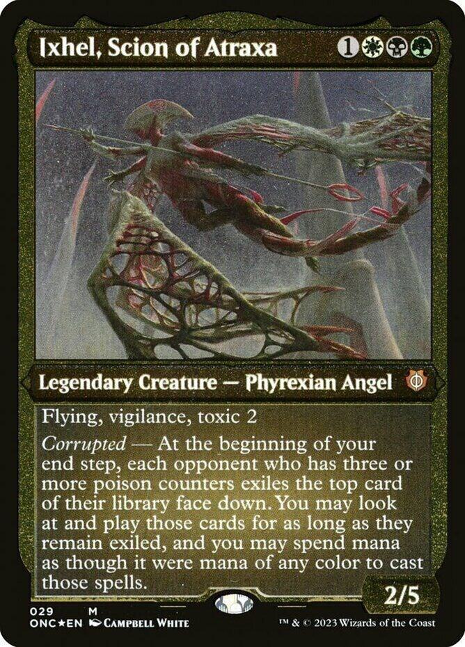 Ixhel, Scion of Atraxa (Display Commander) (Foil Etched) - Thick Stock (29) [Phyrexia: All Will Be One Commander] [Etched]