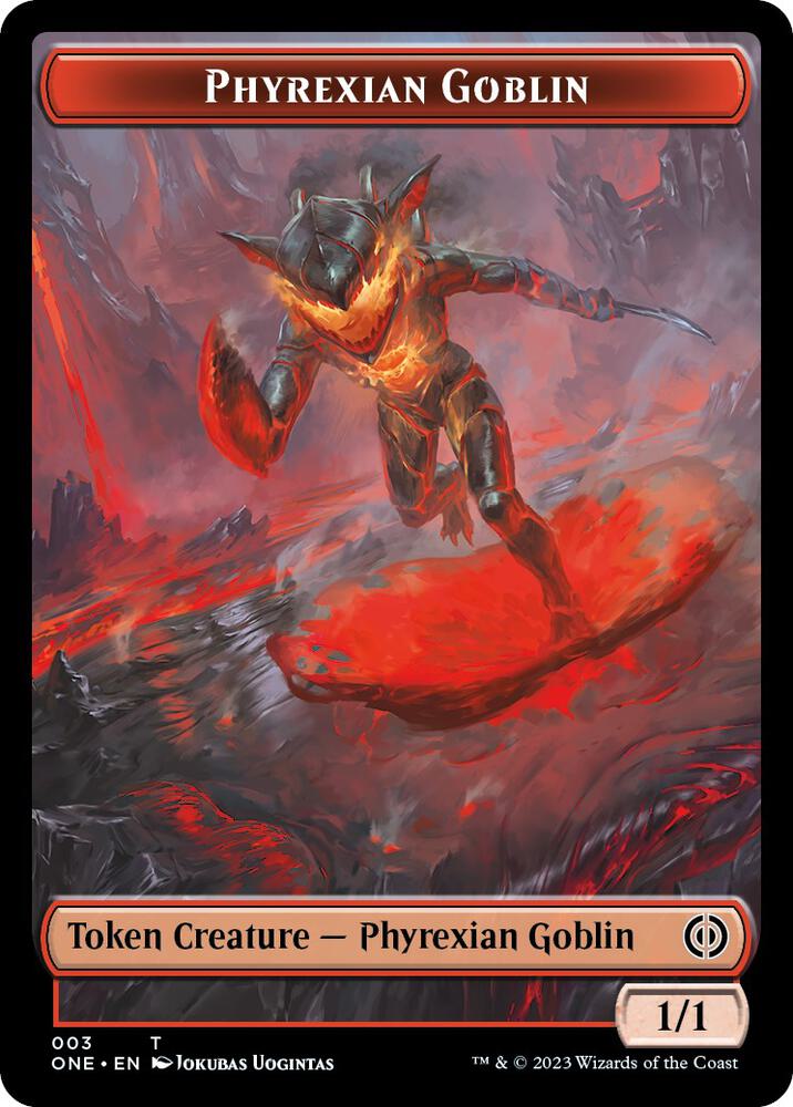 Phyrexian Goblin // The Hollow Sentinel Double-Sided Token (3 // 9) [Phyrexia: All Will Be One]