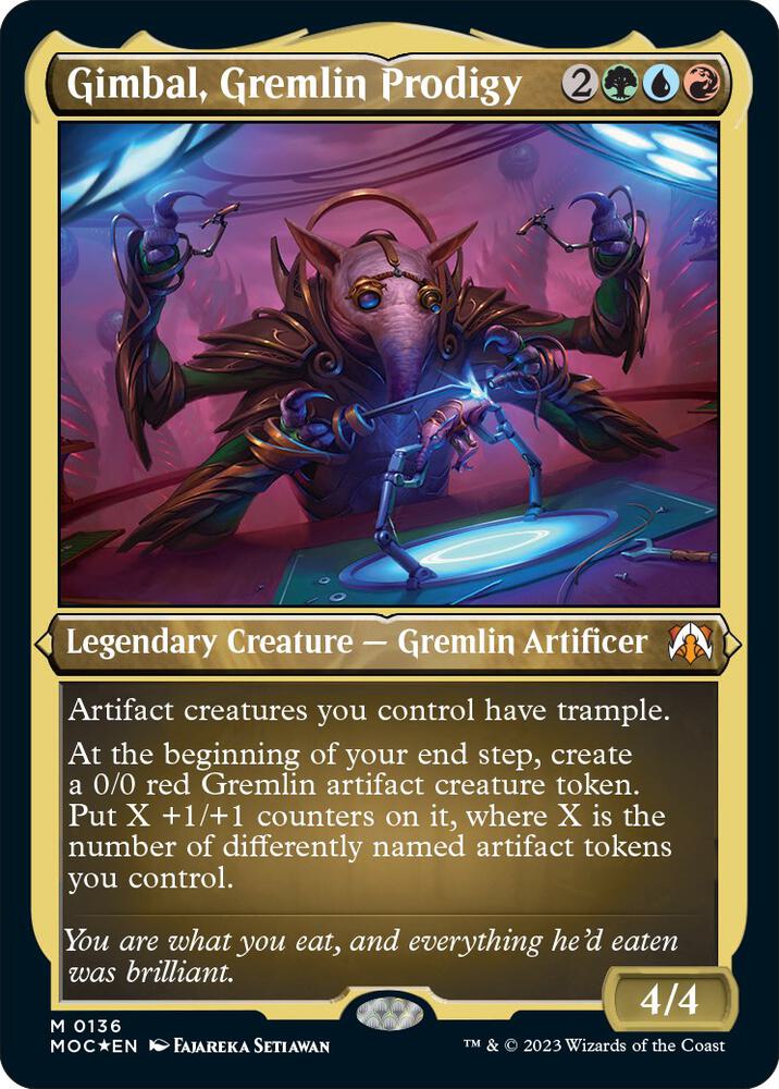Gimbal, Gremlin Prodigy (Display Commander) - Thick Stock (136) [March of the Machine Commander] [Etched]