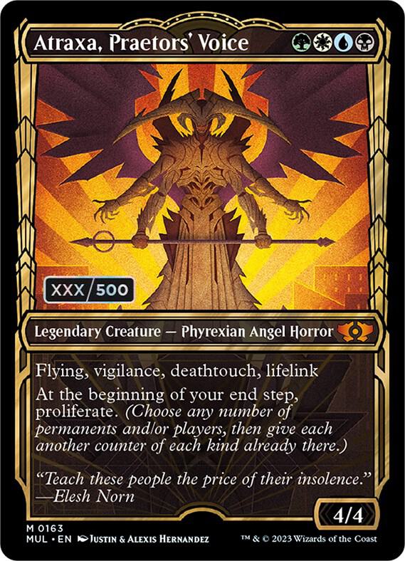 Atraxa, Praetors' Voice (Serial Numbered) (163) [Multiverse Legends] [Showcase]