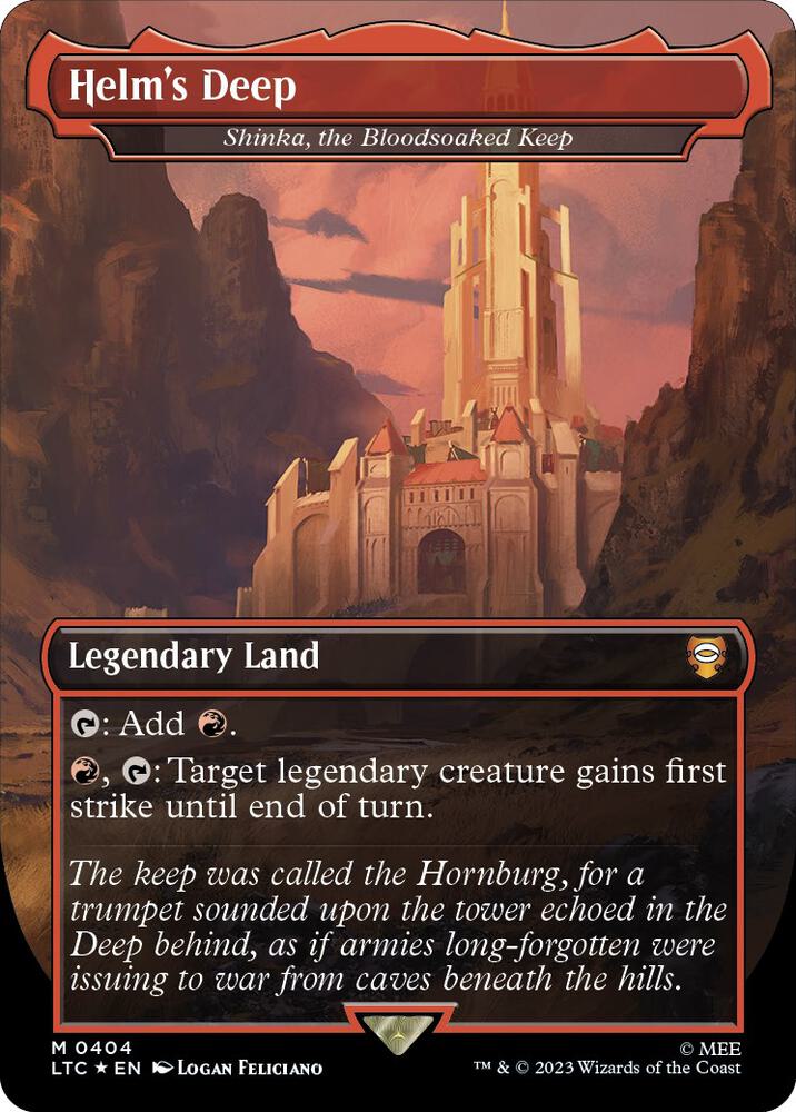 Helm's Deep - Shinka, the Bloodsoaked Keep (Surge Foil) (404) [Tales of Middle-earth Commander] [Borderless]