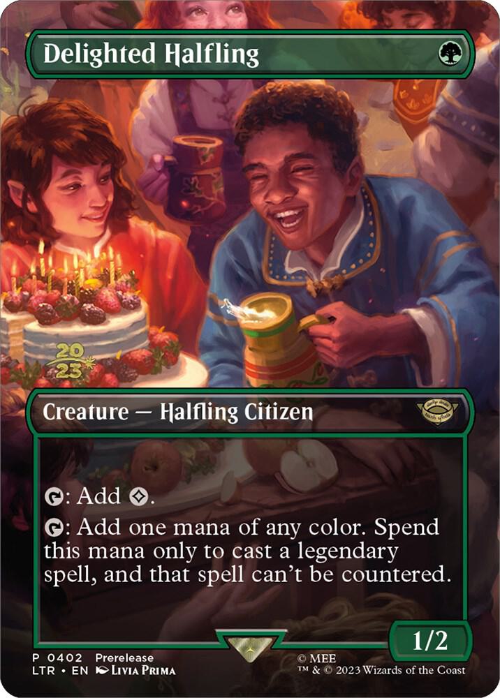 Delighted Halfling (0402) [Prerelease Cards] [Borderless]