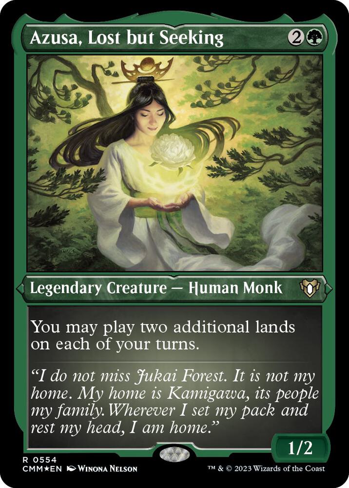 Azusa, Lost but Seeking (Foil Etched) (554) [Commander Masters]