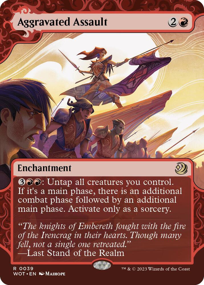 Aggravated Assault (39) [Wilds of Eldraine: Enchanting Tales] [Showcase, Borderless]