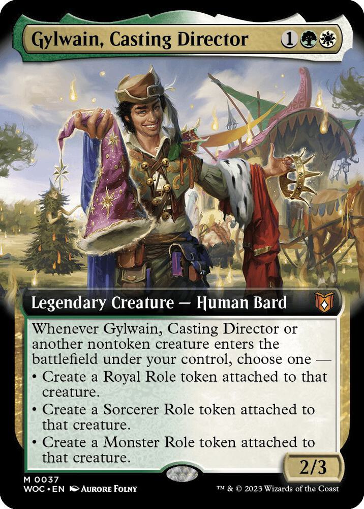 Gylwain, Casting Director (Extended Art) (37) [Wilds of Eldraine Commander] [Extended Art]