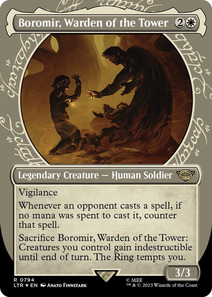 Boromir, Warden of the Tower (Showcase) (Surge Foil) (794) [The Lord of the Rings: Tales of Middle-earth] [Showcase, Borderless]