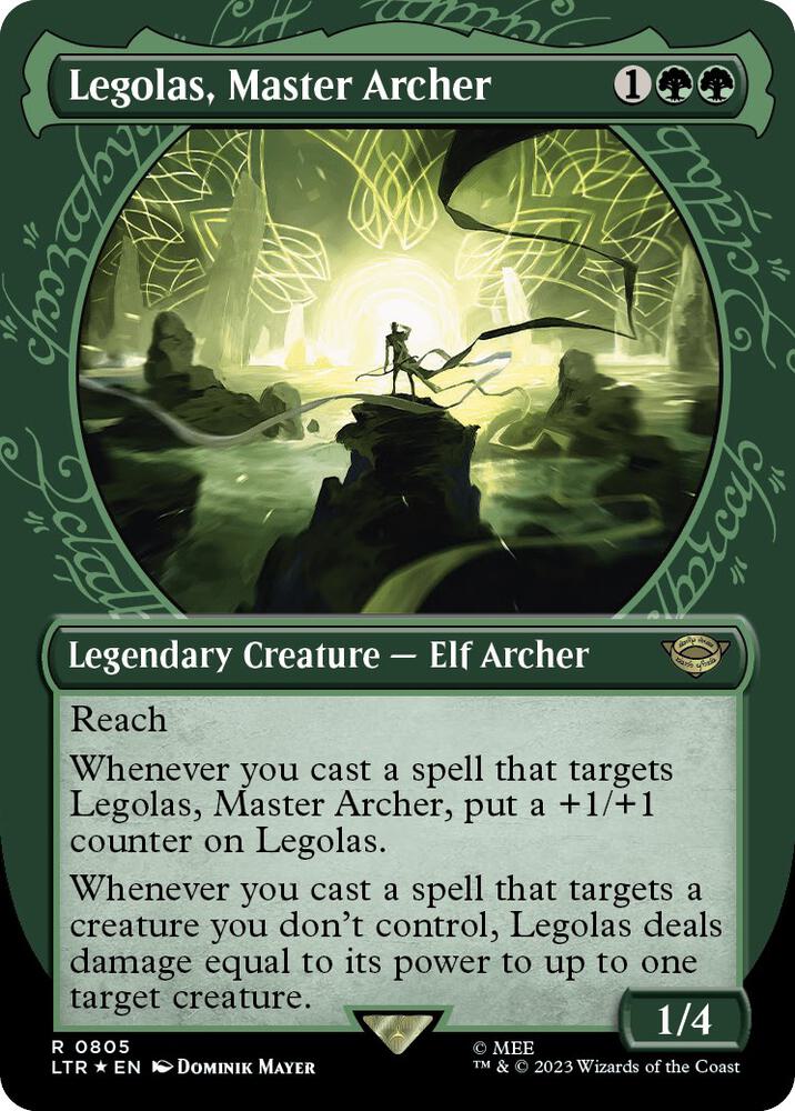 Legolas, Master Archer (Showcase) (Surge Foil) (805) [The Lord of the Rings: Tales of Middle-earth] [Showcase, Borderless]