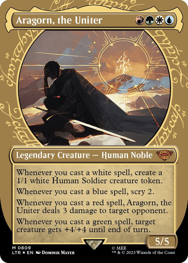 Aragorn, the Uniter (Showcase) (Surge Foil) (809) [The Lord of the Rings: Tales of Middle-earth] [Showcase, Borderless]