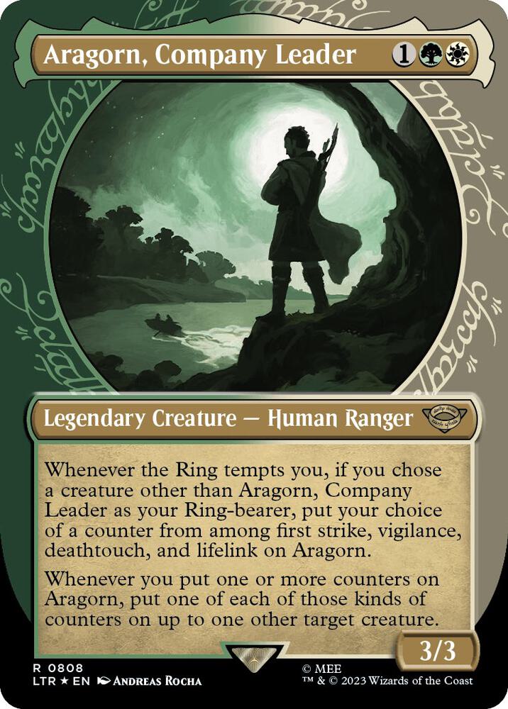 Aragorn, Company Leader (Showcase) (Surge Foil) (808) [The Lord of the Rings: Tales of Middle-earth] [Showcase, Borderless]