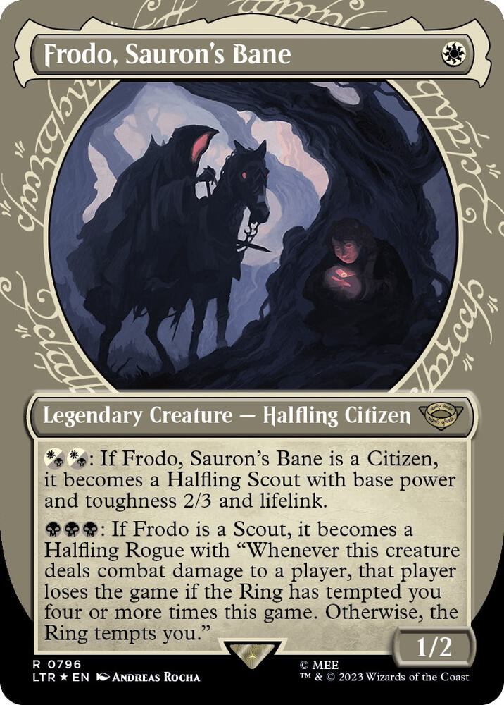 Frodo, Sauron's Bane (Showcase) (Surge Foil) (796) [The Lord of the Rings: Tales of Middle-earth] [Showcase, Borderless]