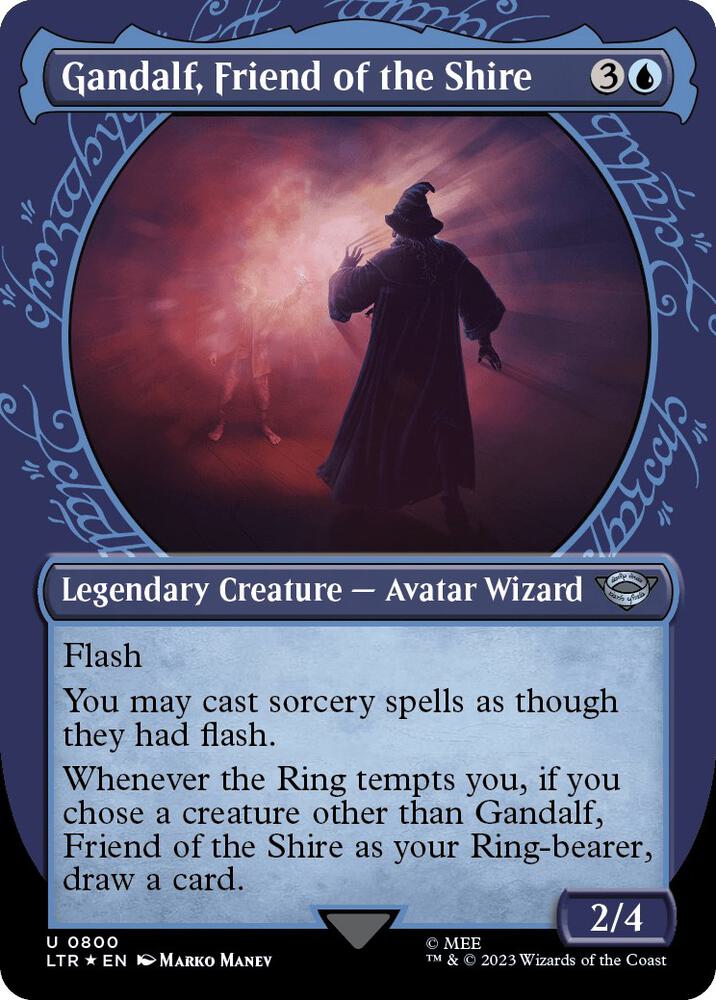 Gandalf, Friend of the Shire (Showcase) (Surge Foil) (800) [The Lord of the Rings: Tales of Middle-earth] [Showcase, Borderless]