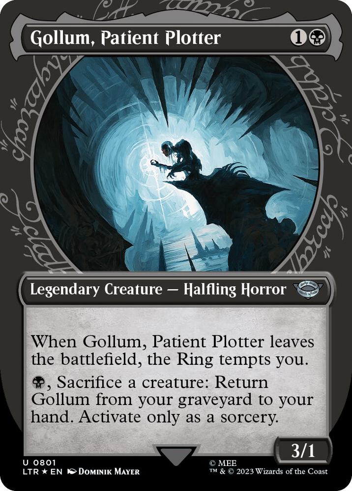 Gollum, Patient Plotter (Showcase) (Surge Foil) (801) [The Lord of the Rings: Tales of Middle-earth] [Showcase, Borderless]