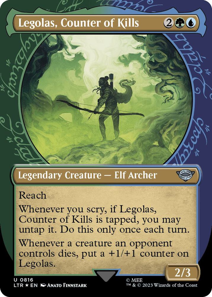 Legolas, Counter of Kills (Showcase) (Surge Foil) (816) [The Lord of the Rings: Tales of Middle-earth] [Showcase, Borderless]