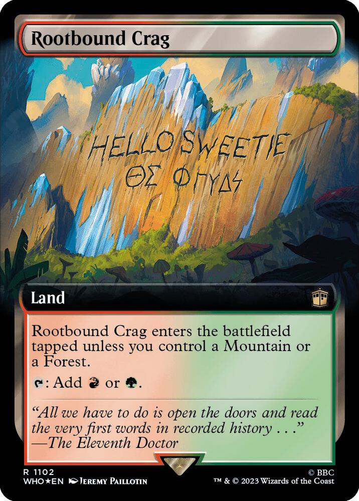Rootbound Crag (Extended Art) (Surge Foil) (1102) [Doctor Who] [Extended Art]