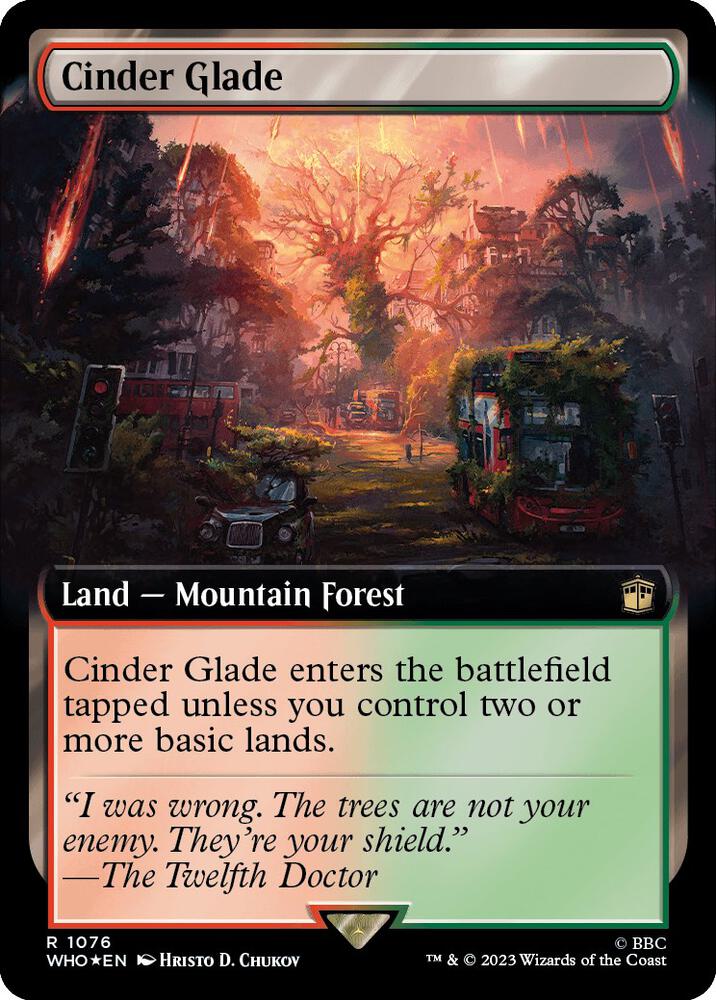 Cinder Glade (Extended Art) (Surge Foil) (1076) [Doctor Who] [Extended Art]