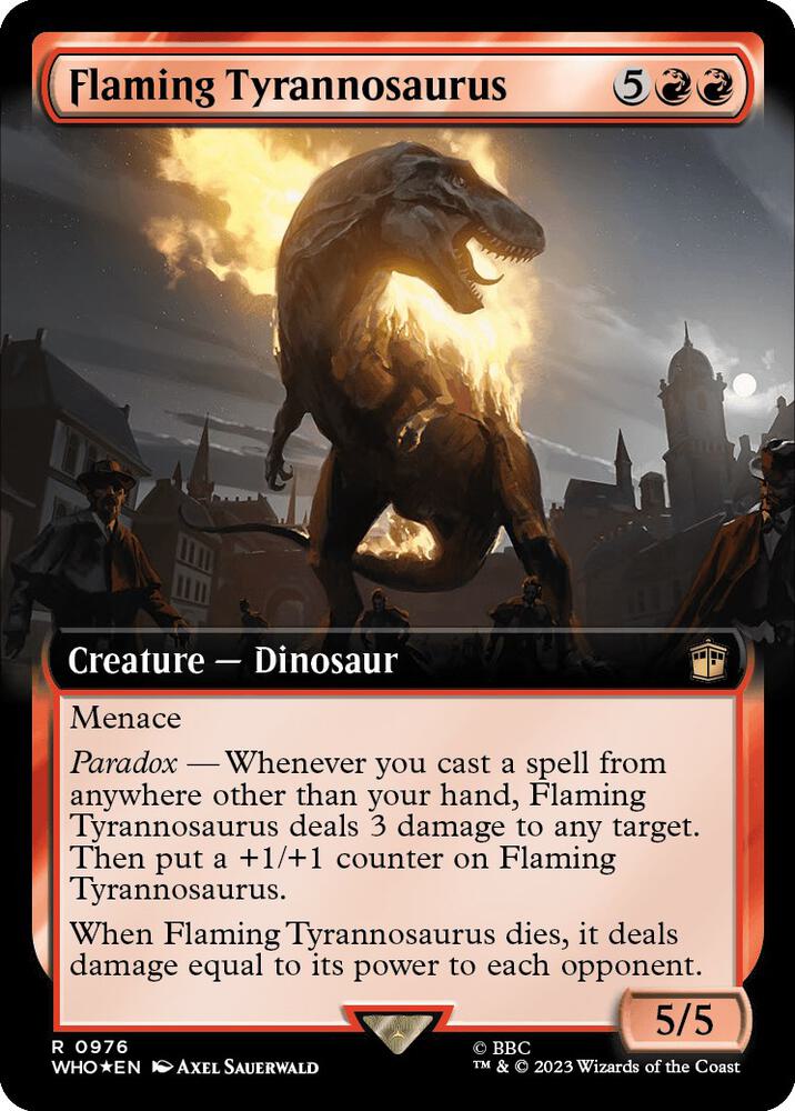 Flaming Tyrannosaurus (Extended Art) (Surge Foil) (976) [Doctor Who] [Extended Art]