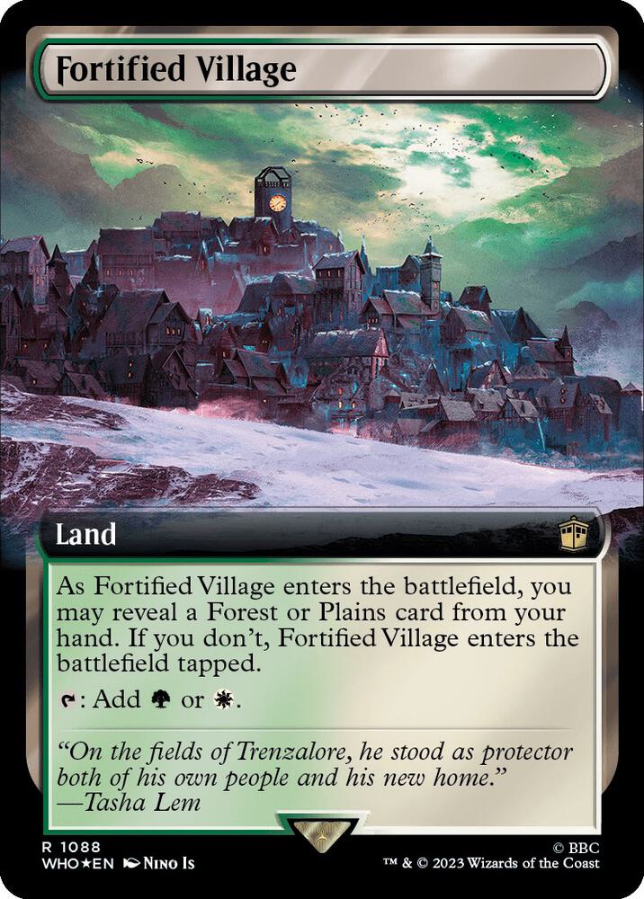 Fortified Village (Extended Art) (Surge Foil) (1088) [Doctor Who] [Extended Art]