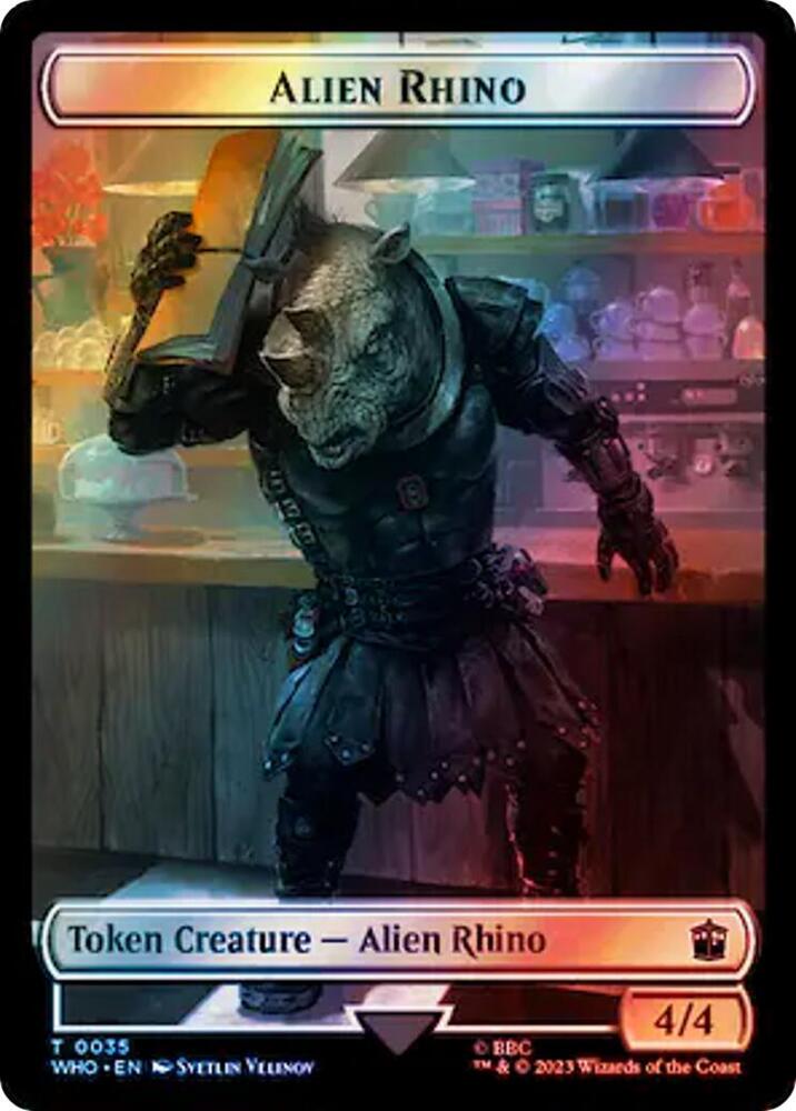 Alien Rhino // Food (0059) Double-Sided Token (Surge Foil) (35 // 59) [Doctor Who]