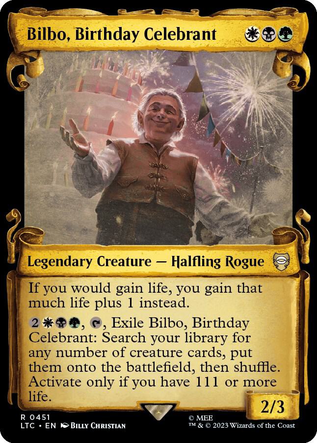 Bilbo, Birthday Celebrant (Showcase Scrolls) (451) [Tales of Middle-earth Commander] [Showcase]