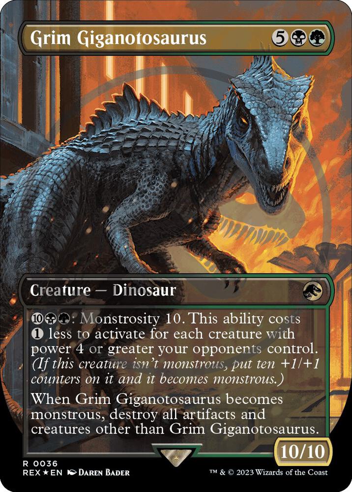 Grim Giganotosaurus (Borderless) (Emblem) (36) [Jurassic World Collection] [Borderless]
