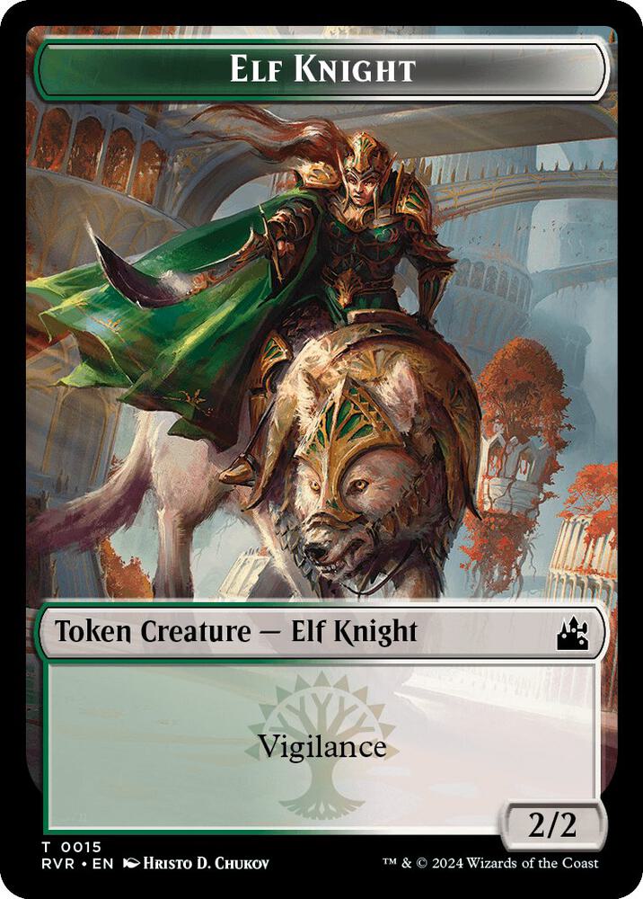 Elf Knight // Spirit (0004) Double-Sided Token (15 // 4) [Ravnica Remastered]
