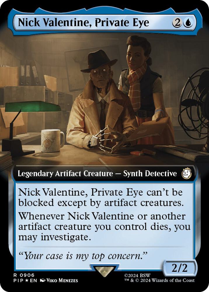 Nick Valentine, Private Eye (Extended Art) (Surge Foil) (906) [Fallout] [Extended Art]