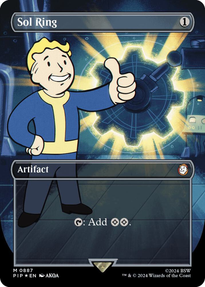 Sol Ring (Borderless) (Surge Foil) (887) [Fallout] [Borderless]