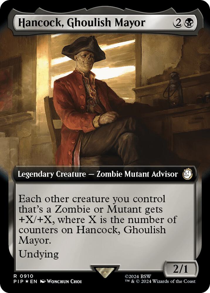 Hancock, Ghoulish Mayor (Extended Art) (Surge Foil) (910) [Fallout] [Extended Art]