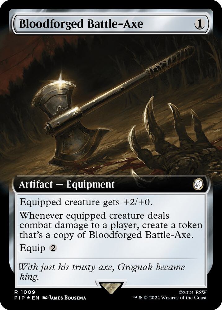 Bloodforged Battle-Axe (Extended Art) (Surge Foil) (1009) [Fallout] [Extended Art]