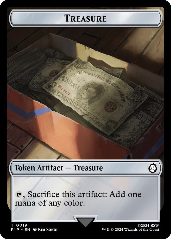 Treasure (0019) // Warrior Double-Sided Token (19 // 5) [Fallout]