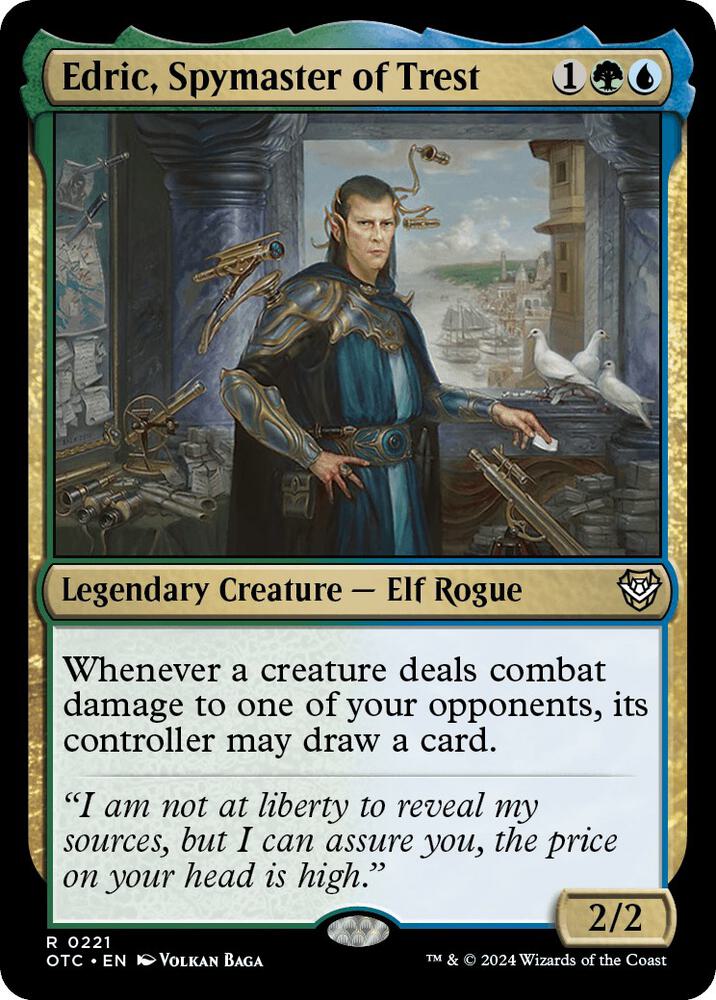 Edric, Spymaster of Trest (221) [Outlaws of Thunder Junction Commander]