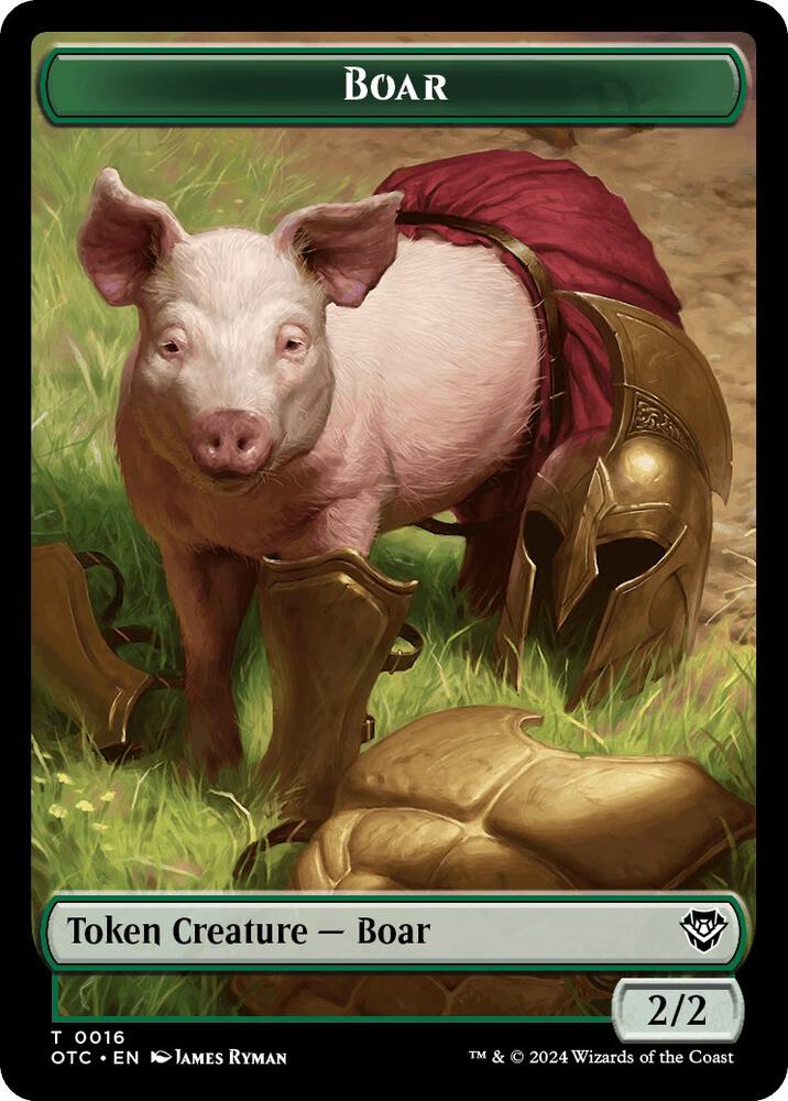 Boar // Manifest Double-Sided Token (16 // 28) [Outlaws of Thunder Junction Commander]