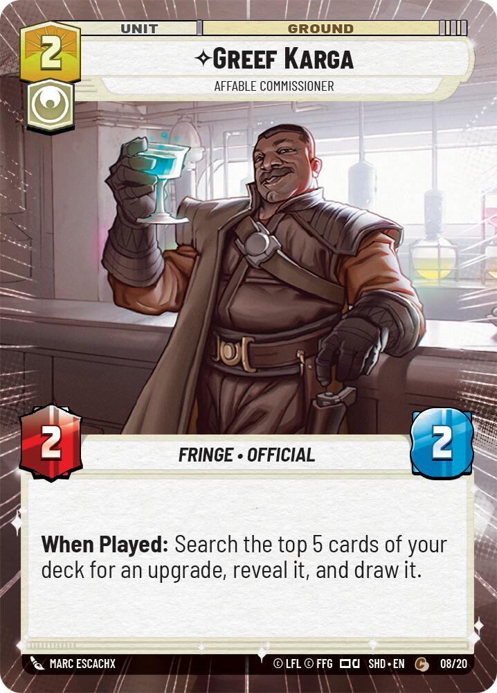 Greef Karga - Affable Commissioner (Hyperspace) (08/20) [Shadows of the Galaxy Weekly Play Promos]
