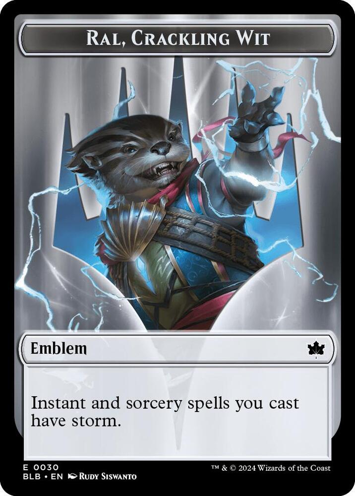 Emblem - Ral, Crackling Wit // Bushy Bodyguard Double-Sided Token (30 // 20) [Bloomburrow]
